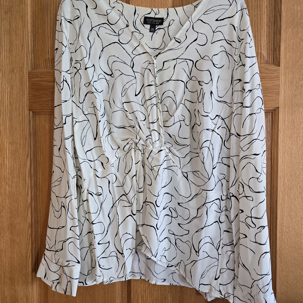 Topshop Cream Asymmetrical Buttoned Blouse